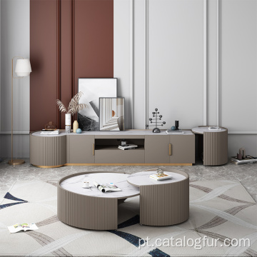Mesa de centro de sala de estar de madeira MDF de alto brilho com design moderno